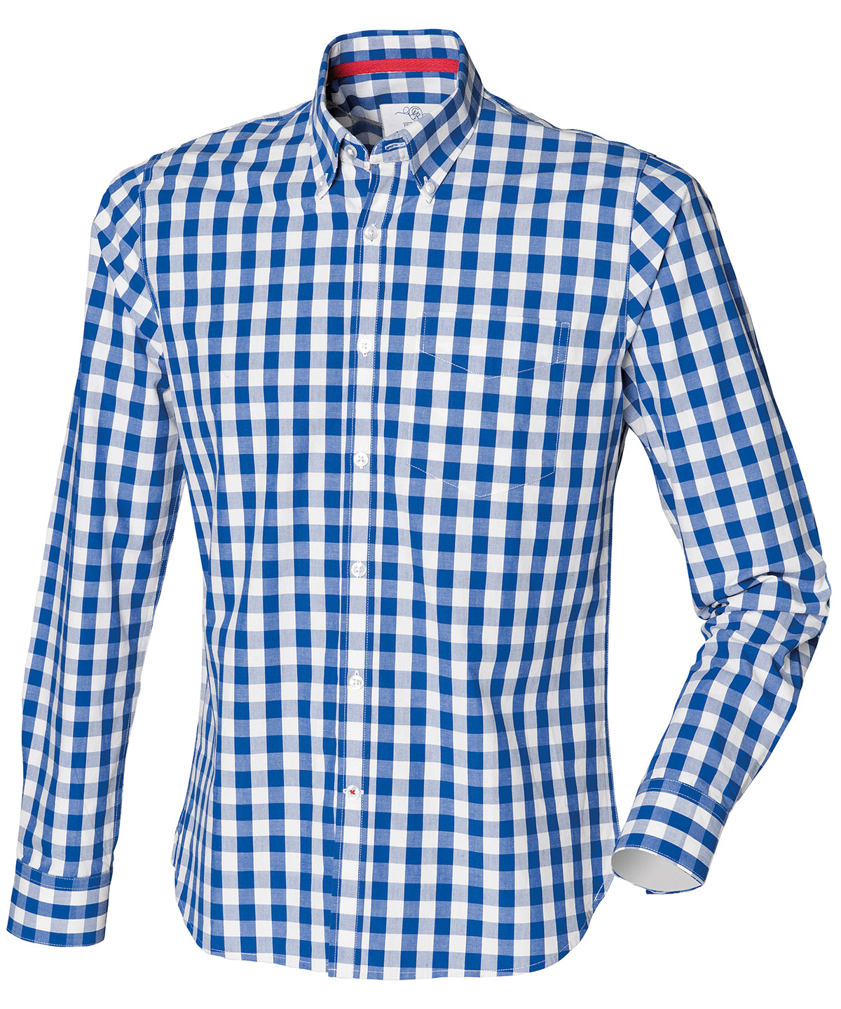 Blue Check - Checked cotton shirt - GarmentEmbroidery