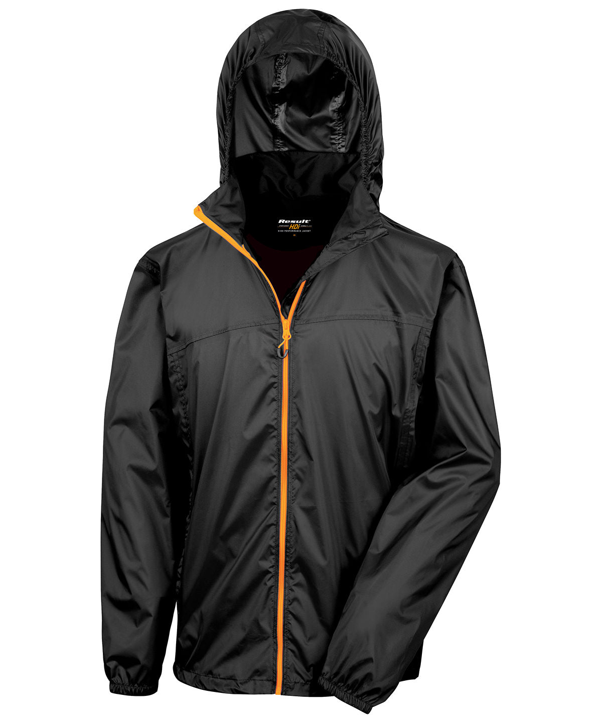 Black/Orange - HDi quest lightweight stowable jacket - GarmentEmbroidery
