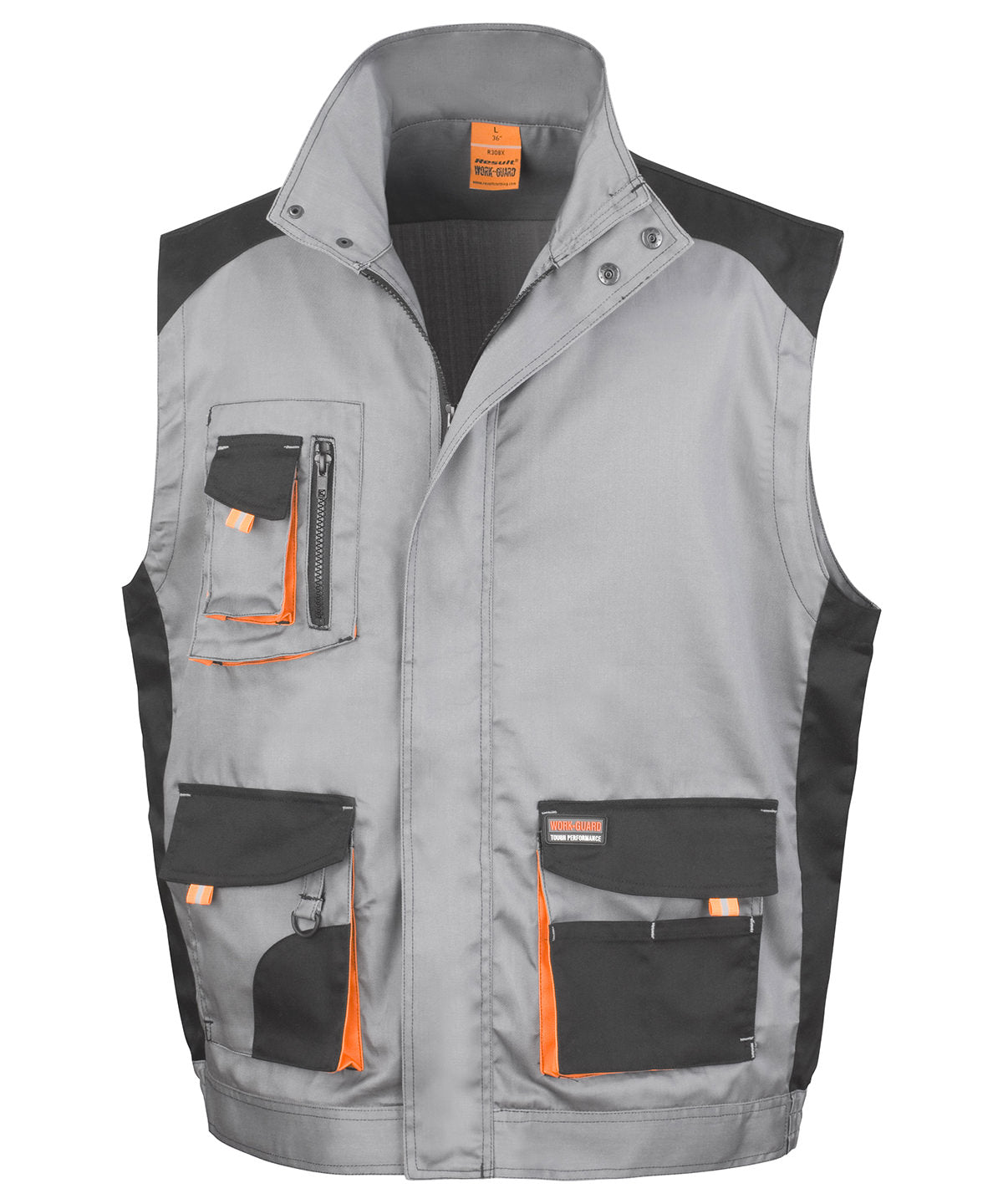 Grey/Black/Orange - Work-Guard lite gilet - GarmentEmbroidery