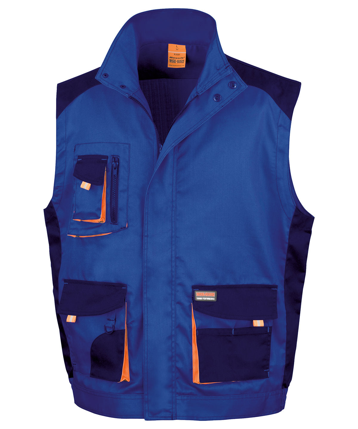 Royal/Navy/Orange - Work-Guard lite gilet - GarmentEmbroidery