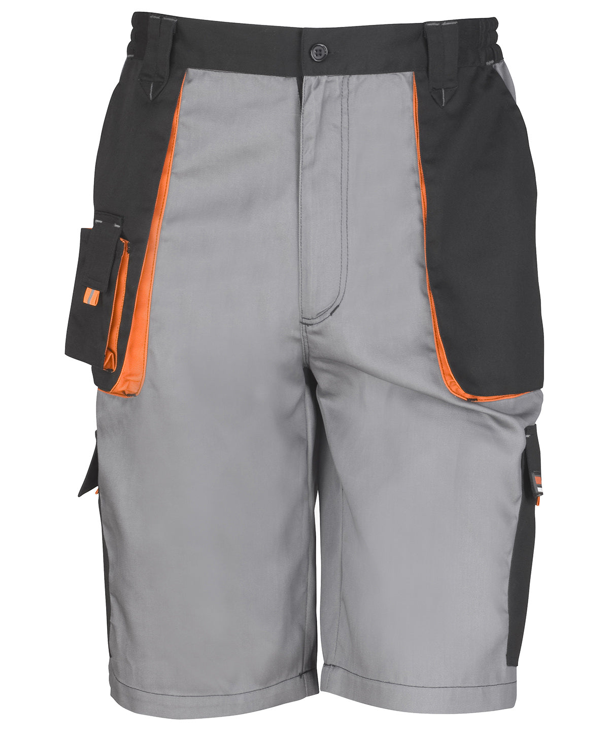 Grey/Black/Orange - Work-Guard lite shorts - GarmentEmbroidery