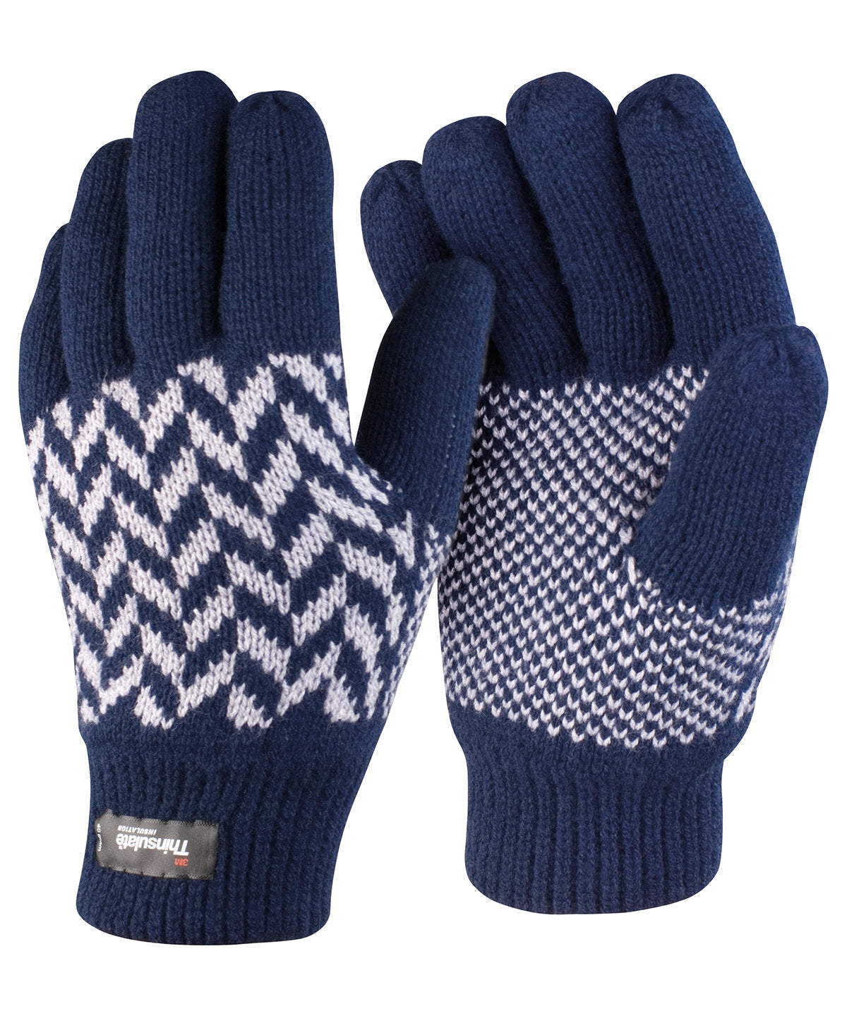 Navy/Grey - Pattern Thinsulate™ glove - GarmentEmbroidery