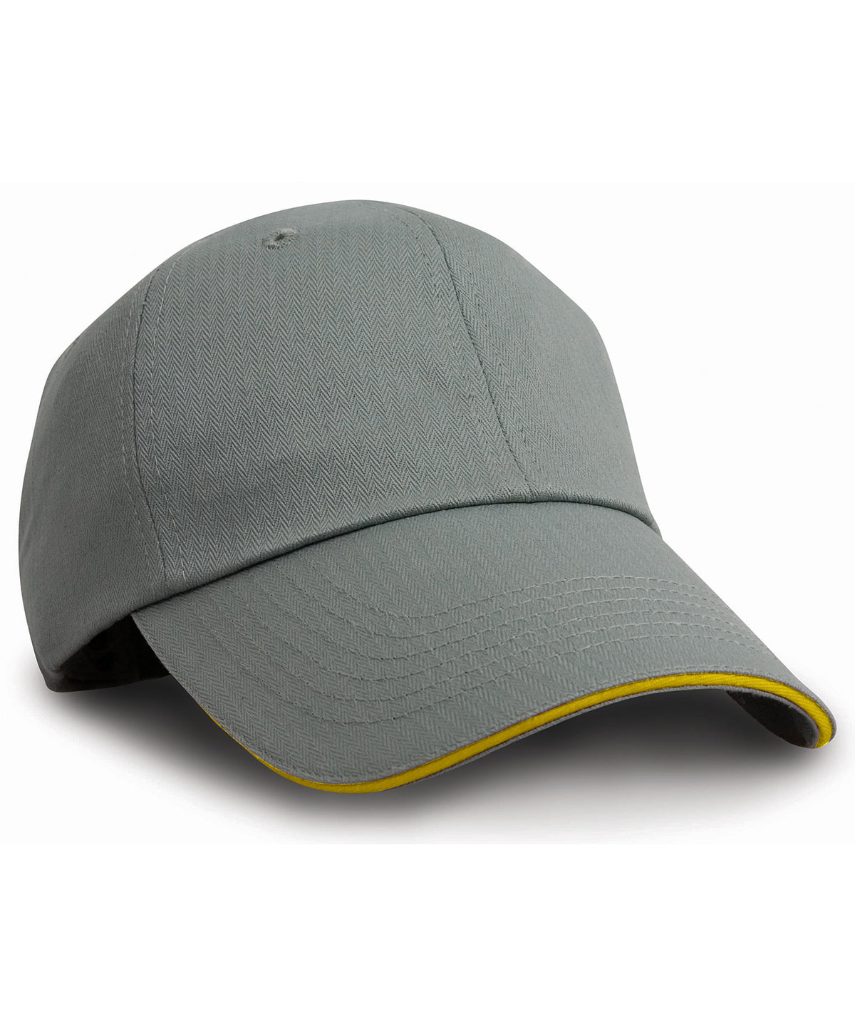 Grey/Yellow - Herringbone cap with sandwich peak - GarmentEmbroidery