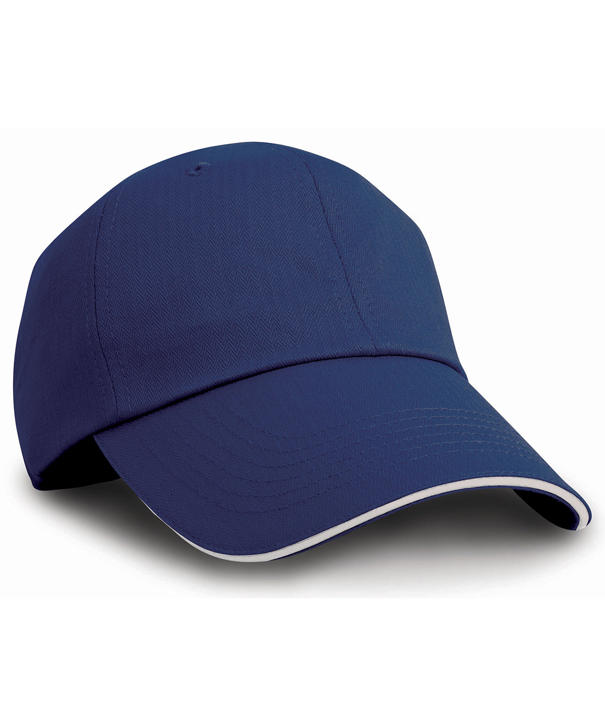 Navy/White - Herringbone cap with sandwich peak - GarmentEmbroidery