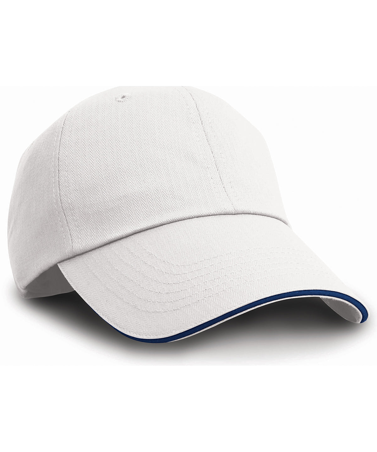 White/Navy - Herringbone cap with sandwich peak - GarmentEmbroidery