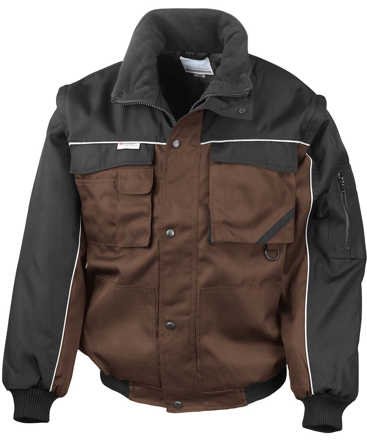 Tan/Black - Work-Guard zip sleeve heavy-duty pilot jacket - GarmentEmbroidery
