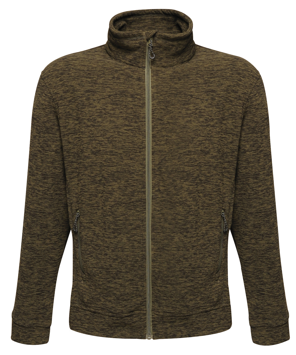 Dark Khaki Marl - Thornly full-zip marl fleece - GarmentEmbroidery
