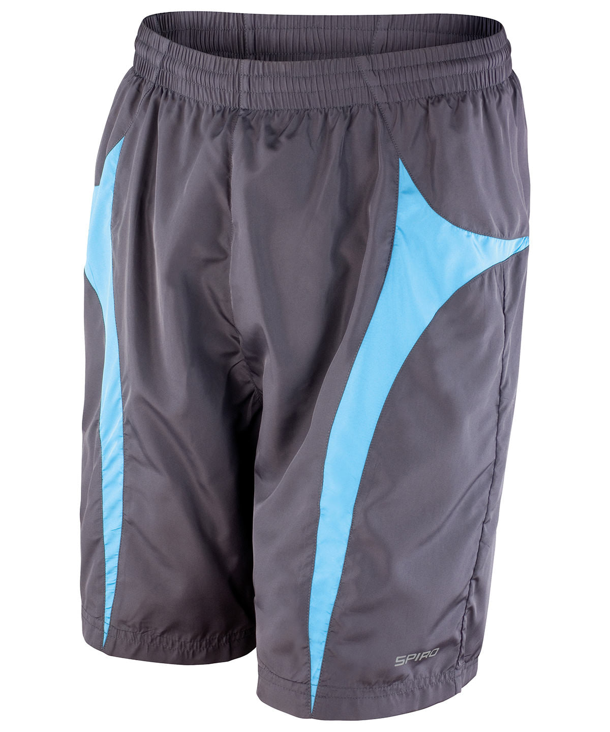 Grey/Aqua - Spiro micro-lite team shorts - GarmentEmbroidery