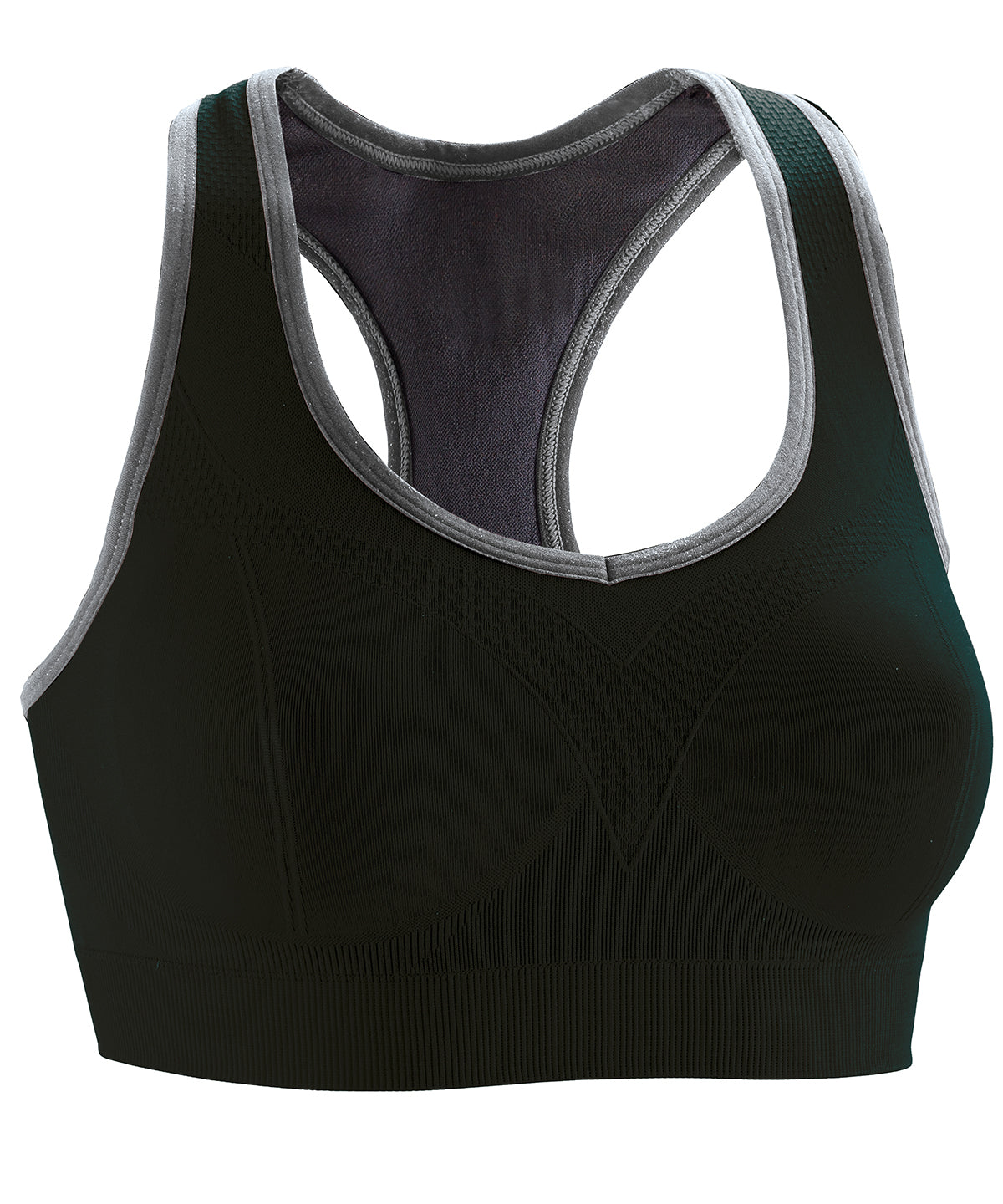 Black/Phantom Grey - Women's fitness compression sports bra top - GarmentEmbroidery