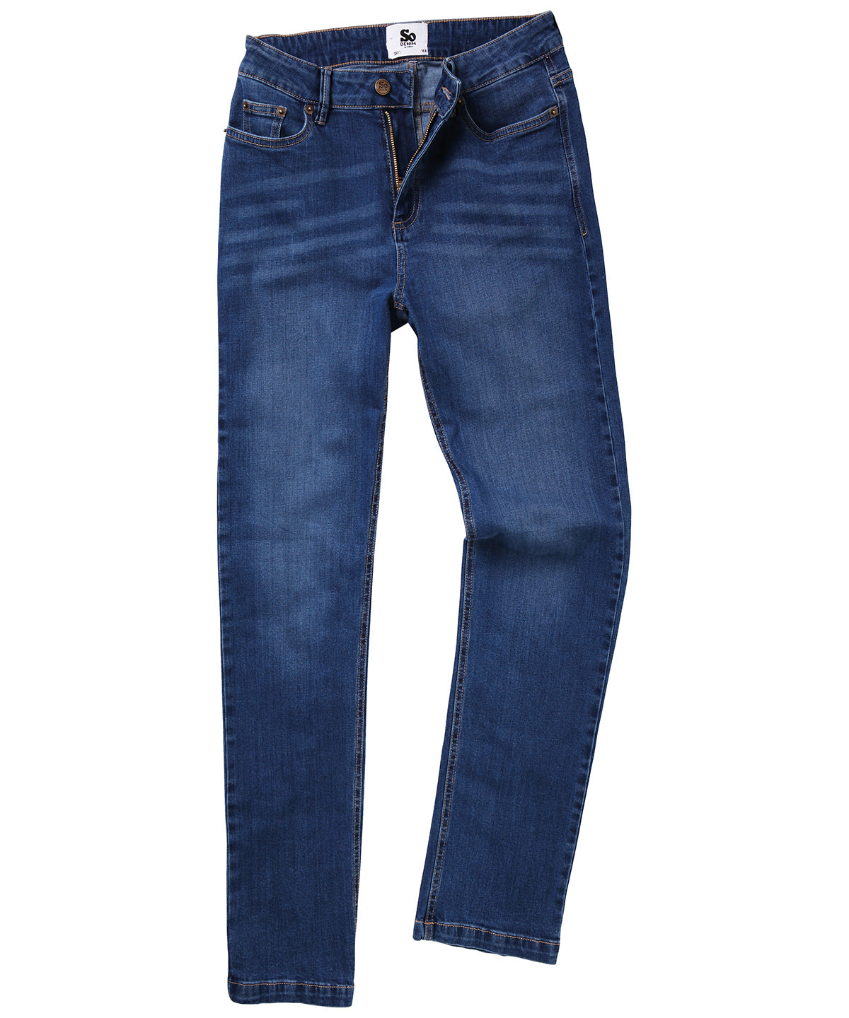 Mid Blue Wash - Women's Katy straight jeans - GarmentEmbroidery