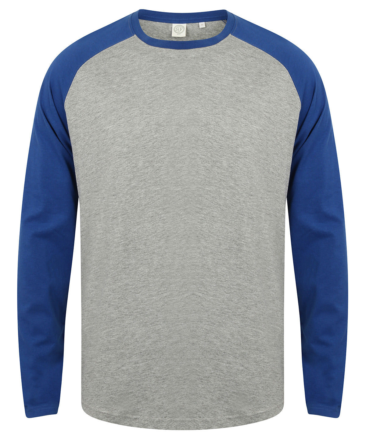 Heather Grey/Royal - Long sleeve baseball t-shirt - GarmentEmbroidery