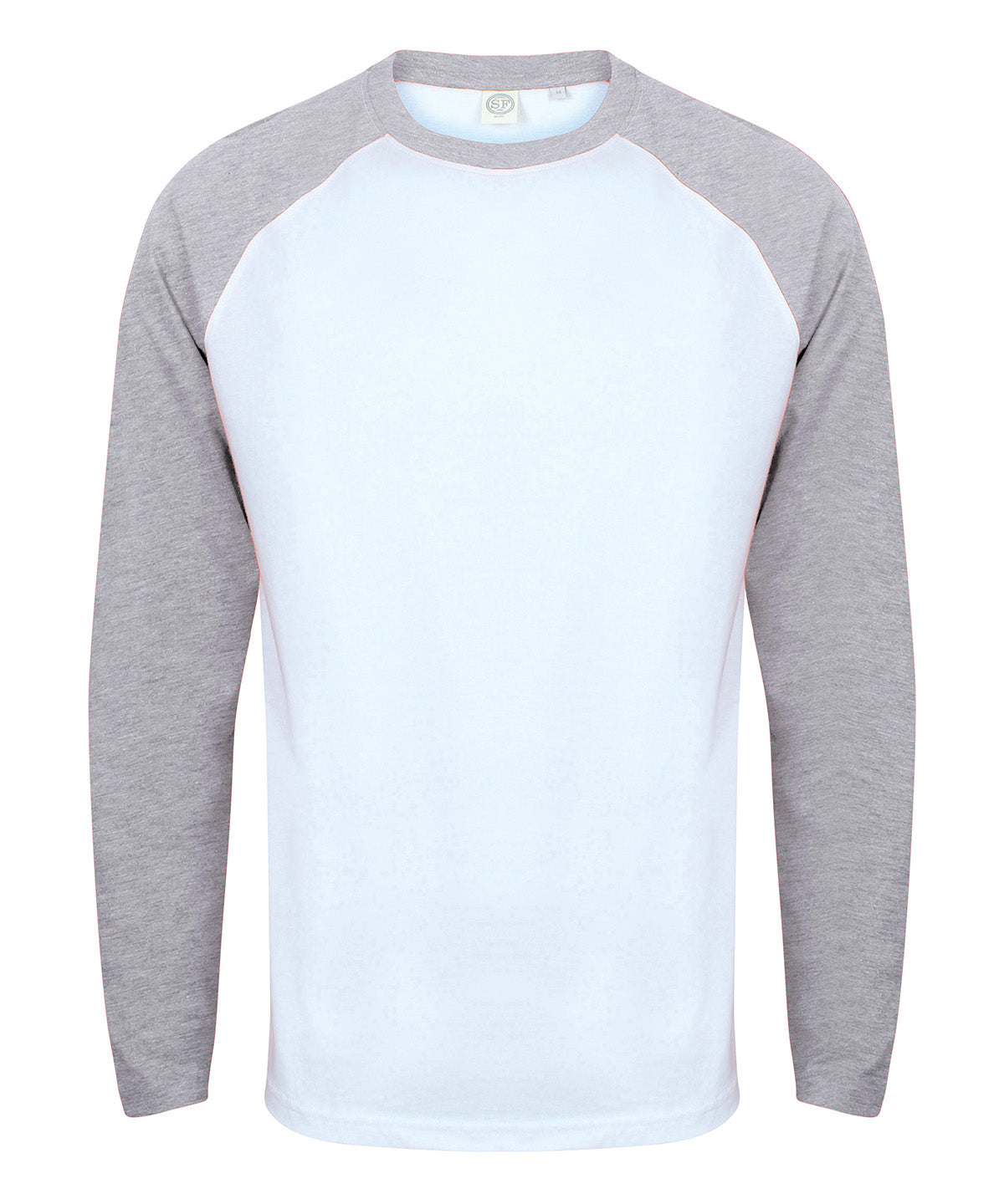 White/Heather Grey - Long sleeve baseball t-shirt - GarmentEmbroidery