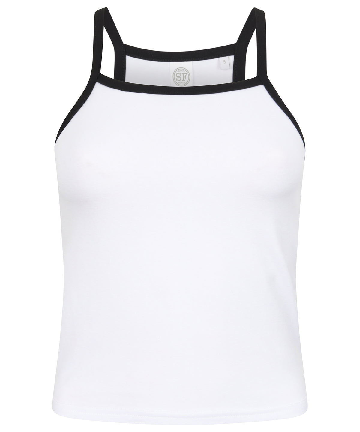White/Black - Women's feel-good stretch contrast strappy vest - GarmentEmbroidery