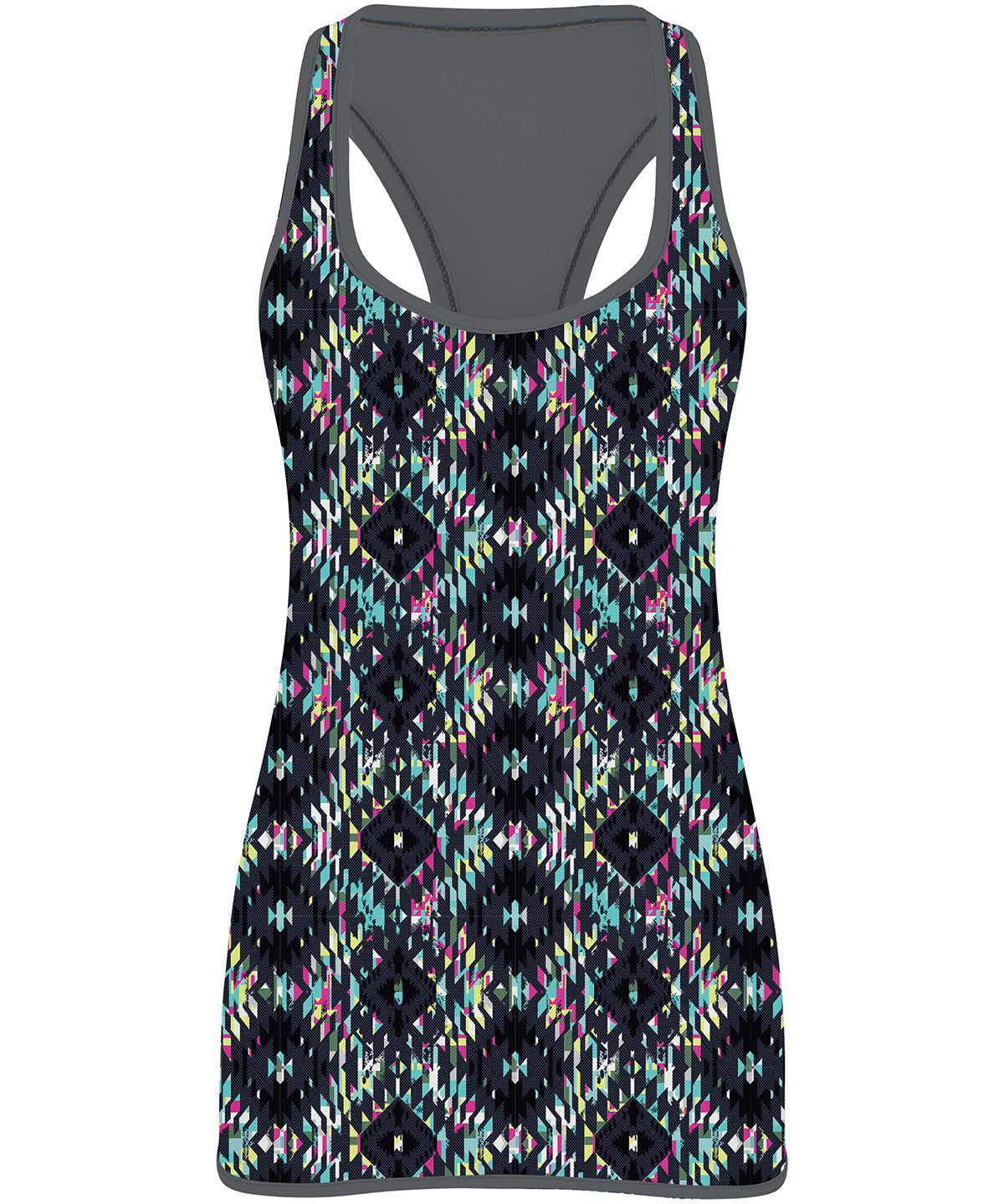 Charcoal/Bright Aztec - Women's reversible workout vest - GarmentEmbroidery