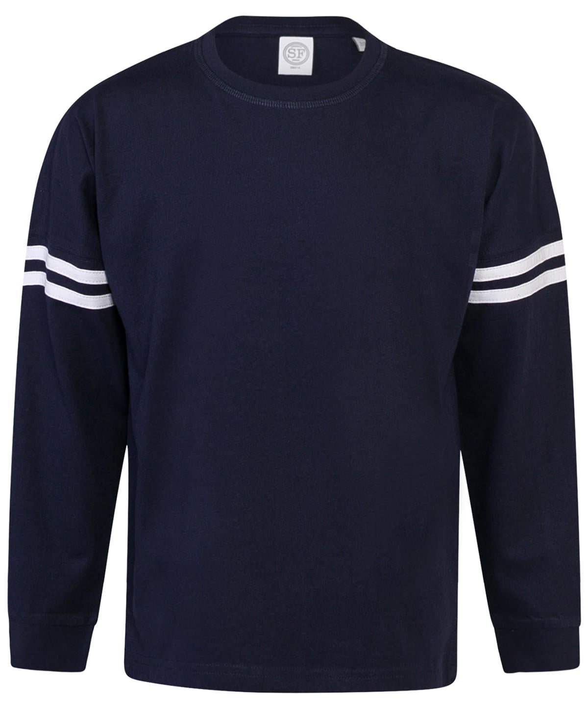 Oxford Navy/White Stripes - Kids drop shoulder slogan top - GarmentEmbroidery