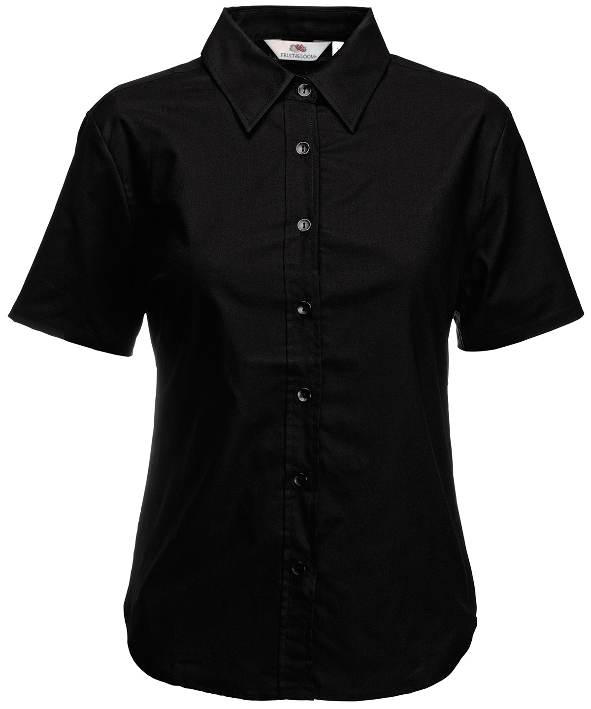 Black - Women's Oxford short sleeve shirt - GarmentEmbroidery