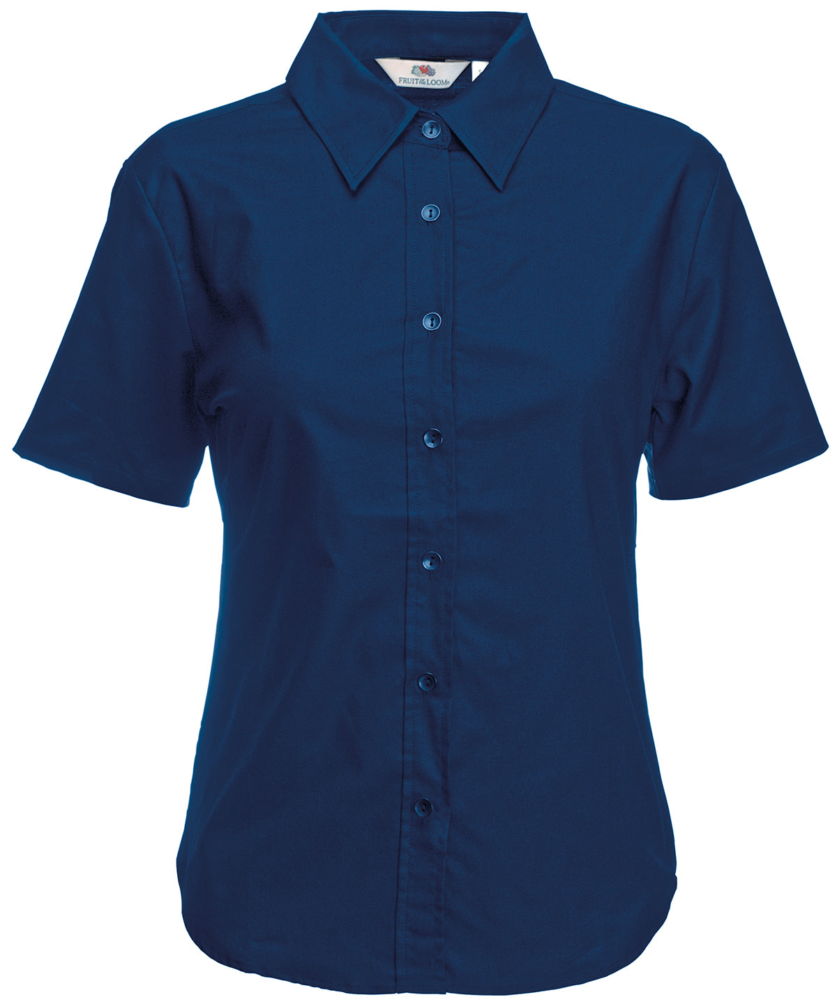 Navy - Women's Oxford short sleeve shirt - GarmentEmbroidery