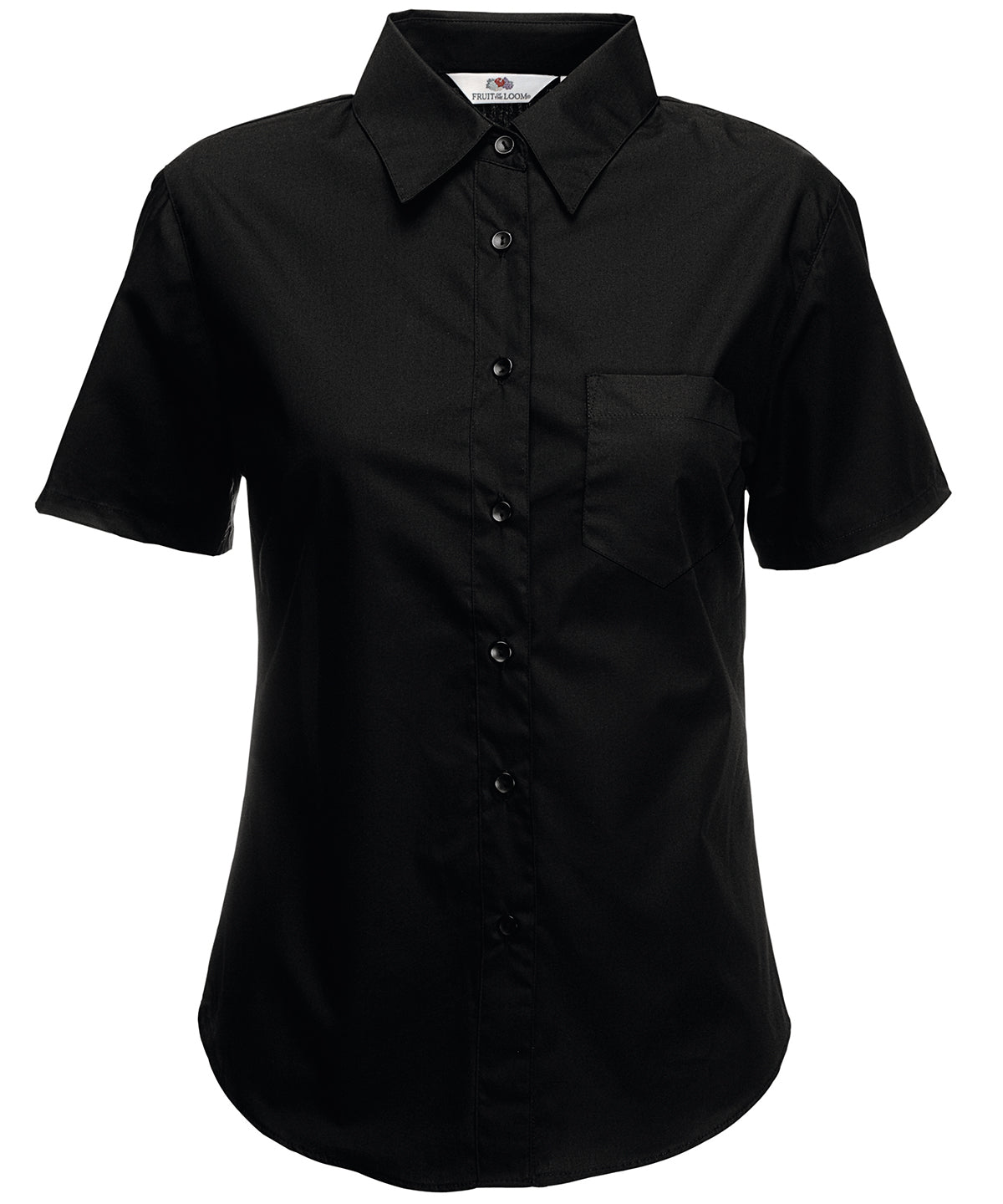 Black - Ladyfit poplin short sleeve shirt - GarmentEmbroidery