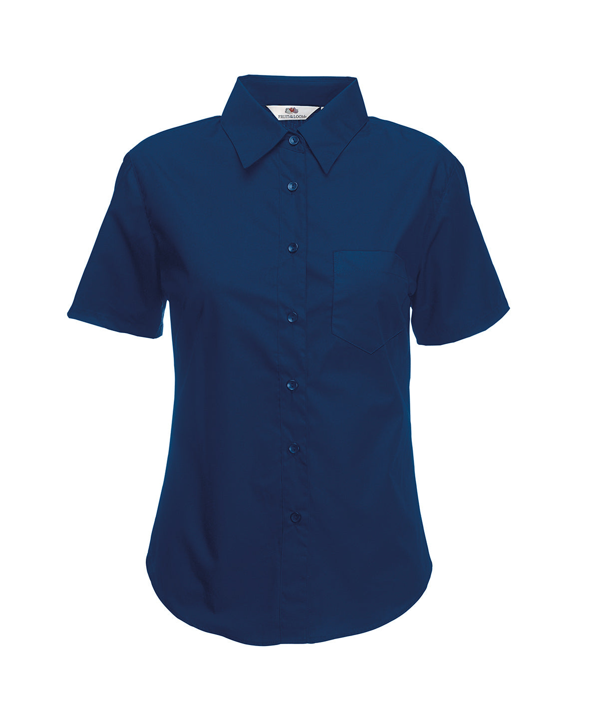 Navy - Ladyfit poplin short sleeve shirt - GarmentEmbroidery