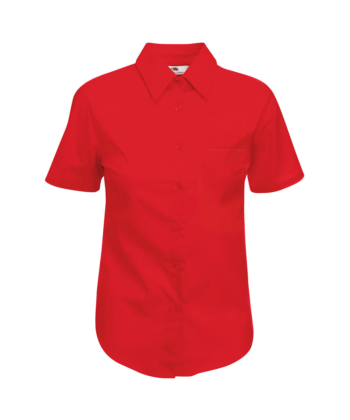 Red - Ladyfit poplin short sleeve shirt - GarmentEmbroidery