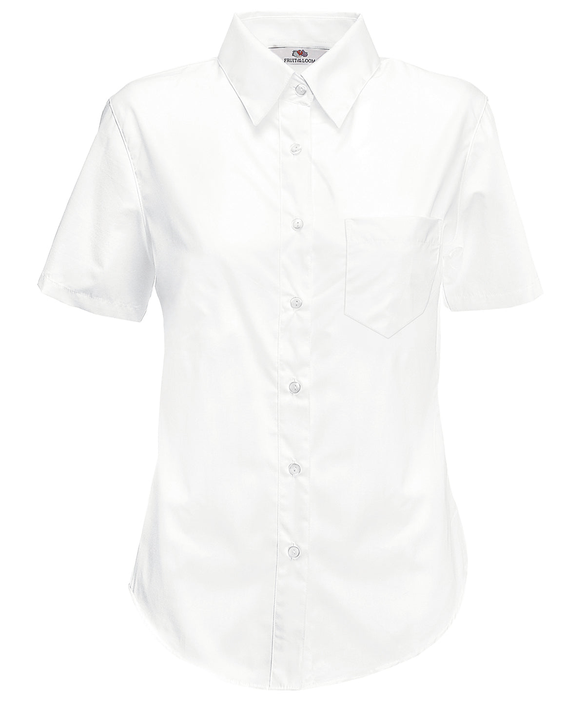White - Ladyfit poplin short sleeve shirt - GarmentEmbroidery