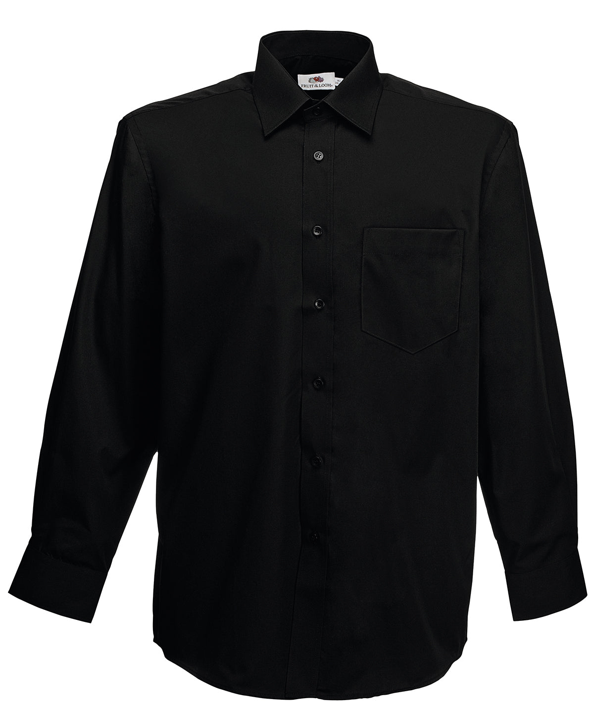 Black - Poplin long sleeve shirt - GarmentEmbroidery