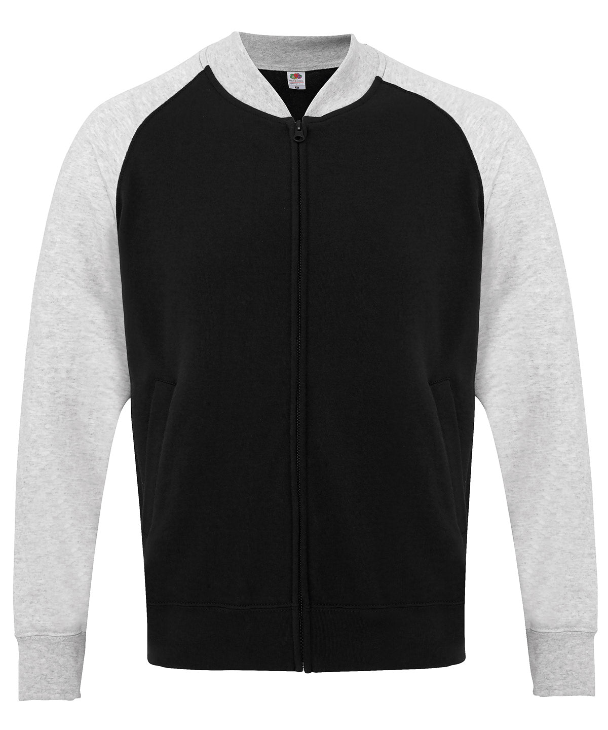 Black/Heather Grey - Baseball sweatshirt jacket - GarmentEmbroidery
