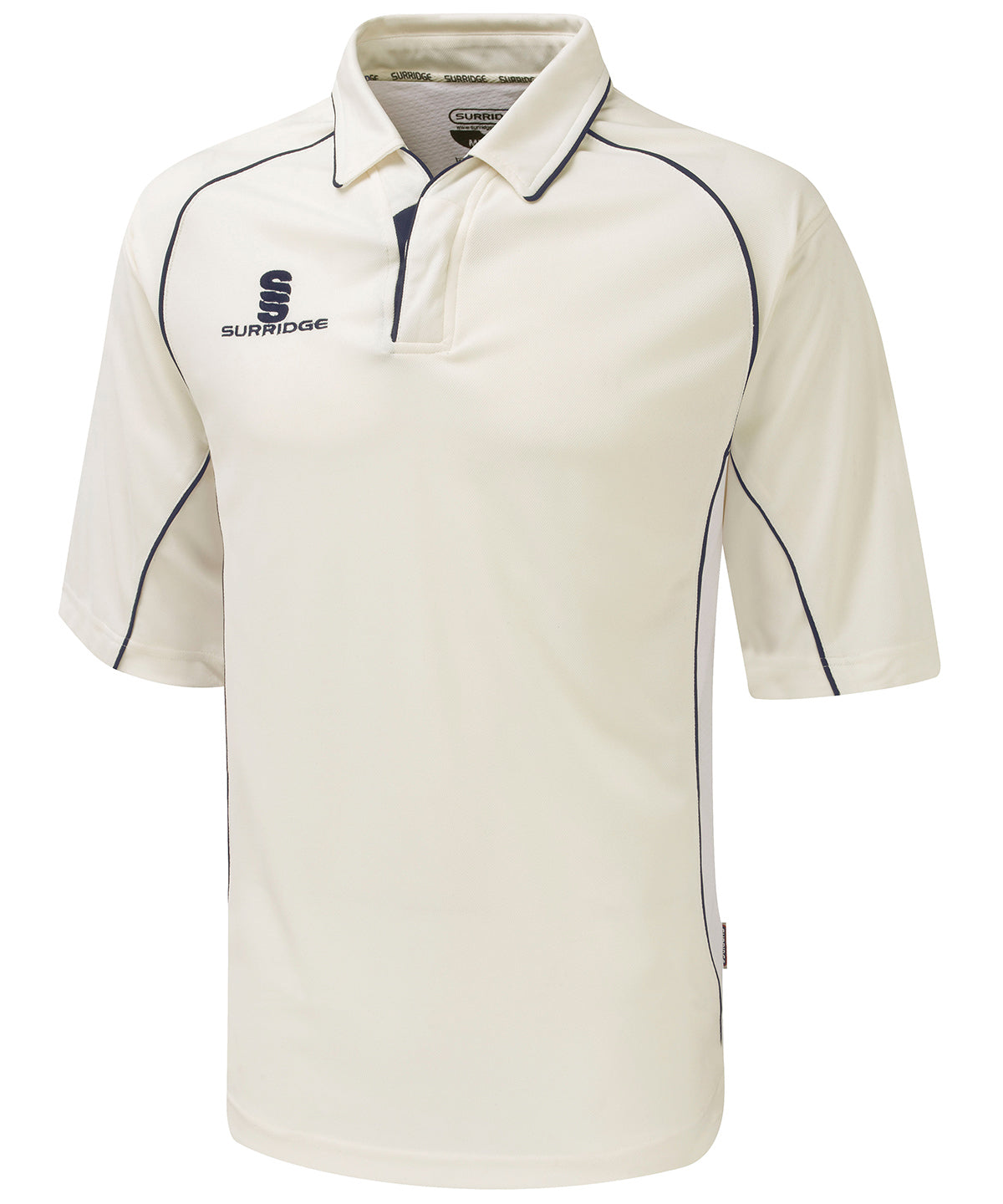 White/Navy trim - Premier shirt ¾ sleeve - GarmentEmbroidery