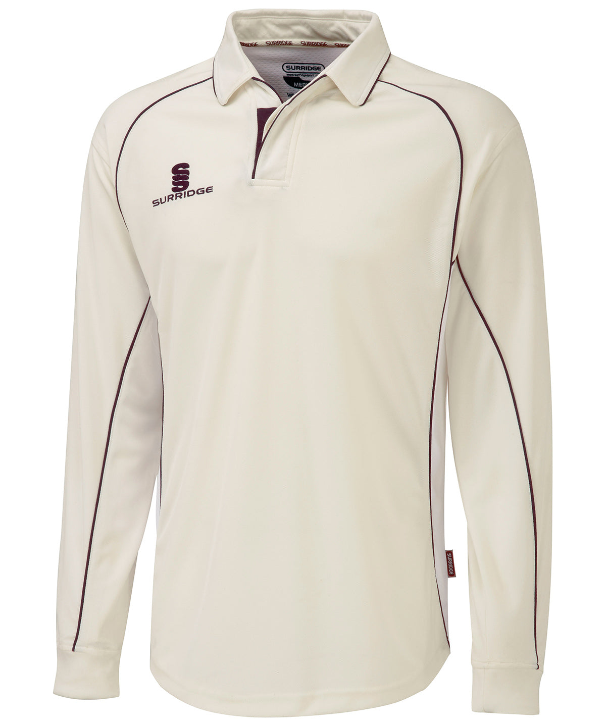 White/Maroon trim - Premier shirt long sleeve - GarmentEmbroidery