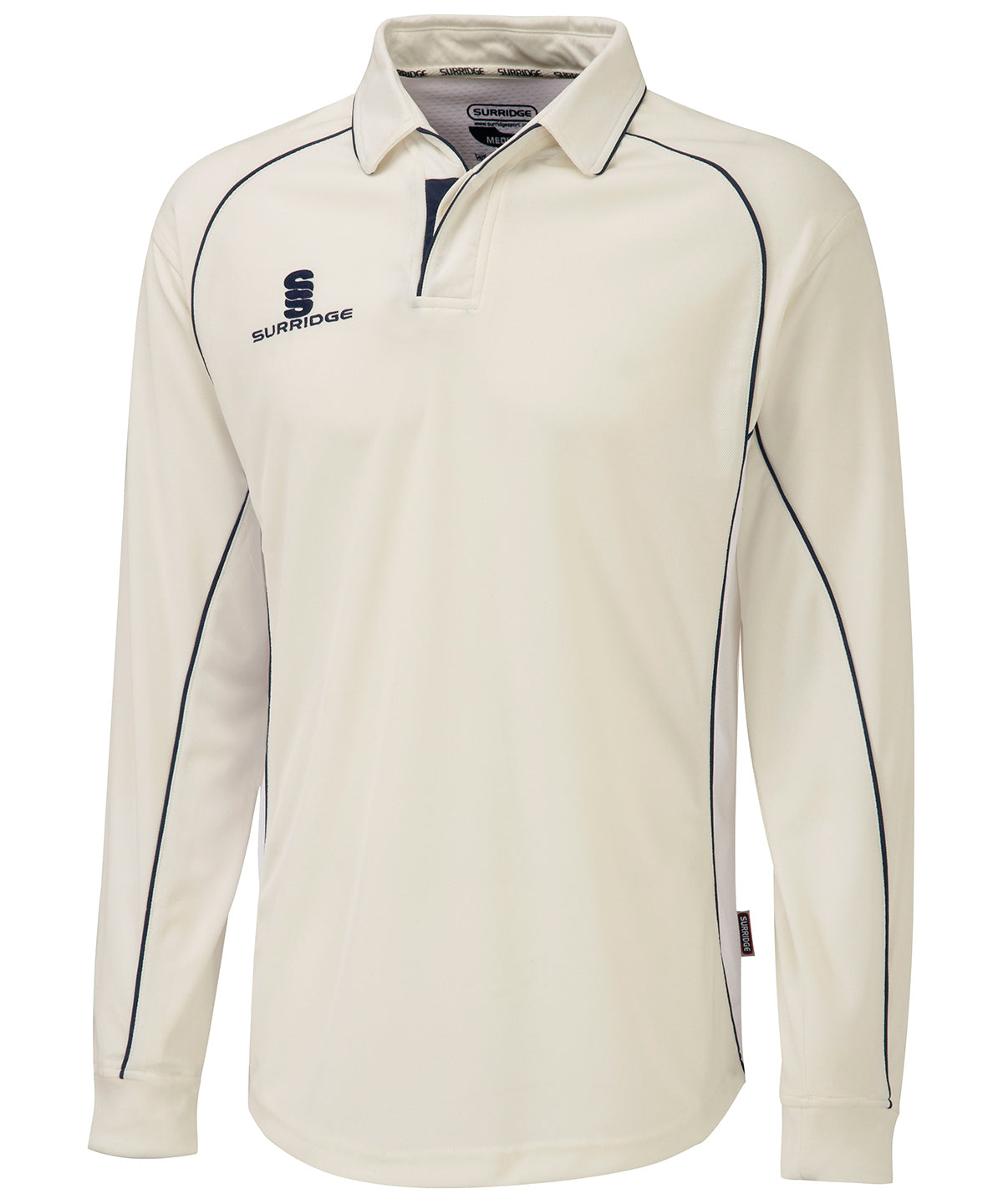 White/Navy trim - Premier shirt long sleeve - GarmentEmbroidery