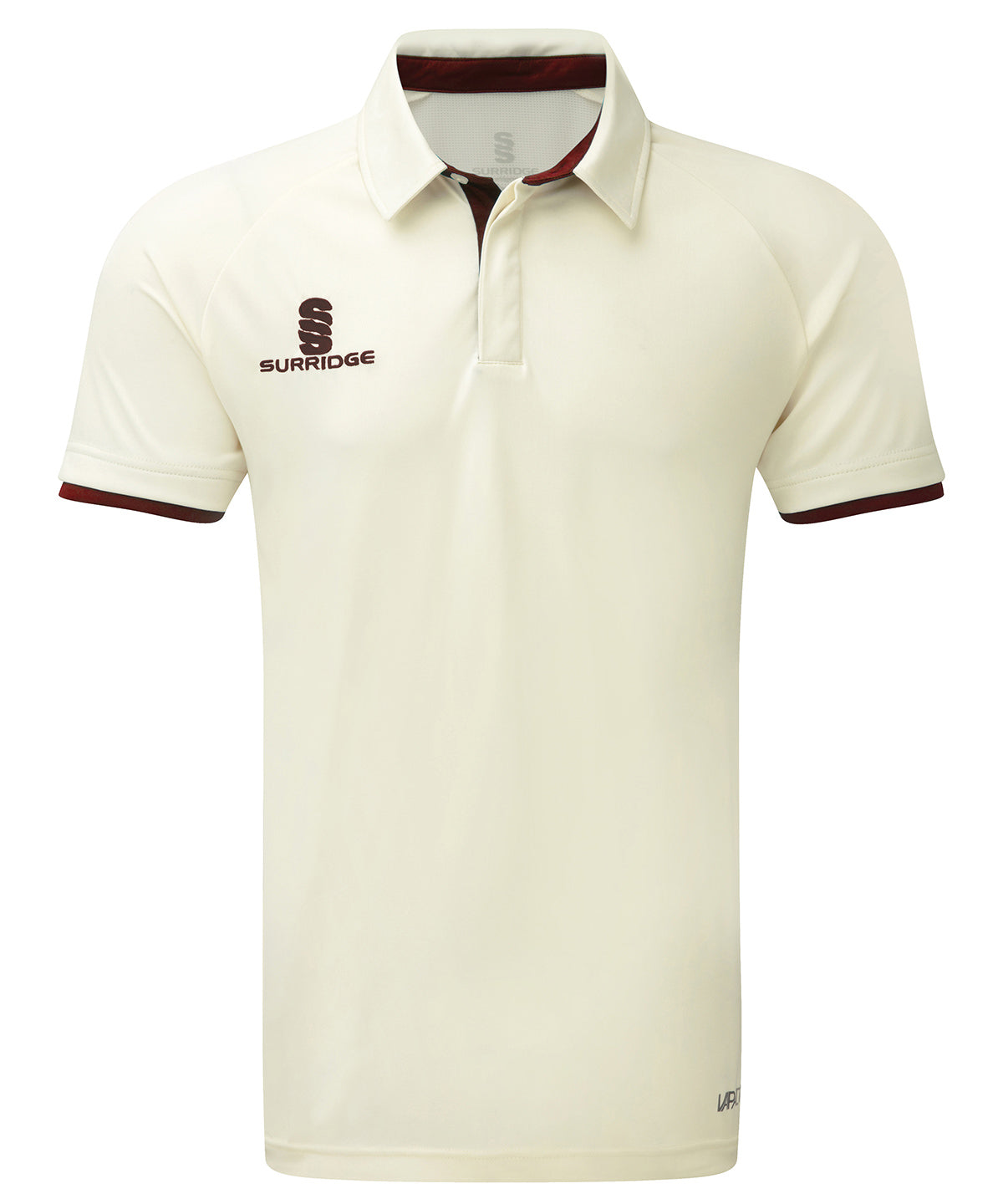 White/Maroon Trim - Ergo short sleeve shirt - GarmentEmbroidery