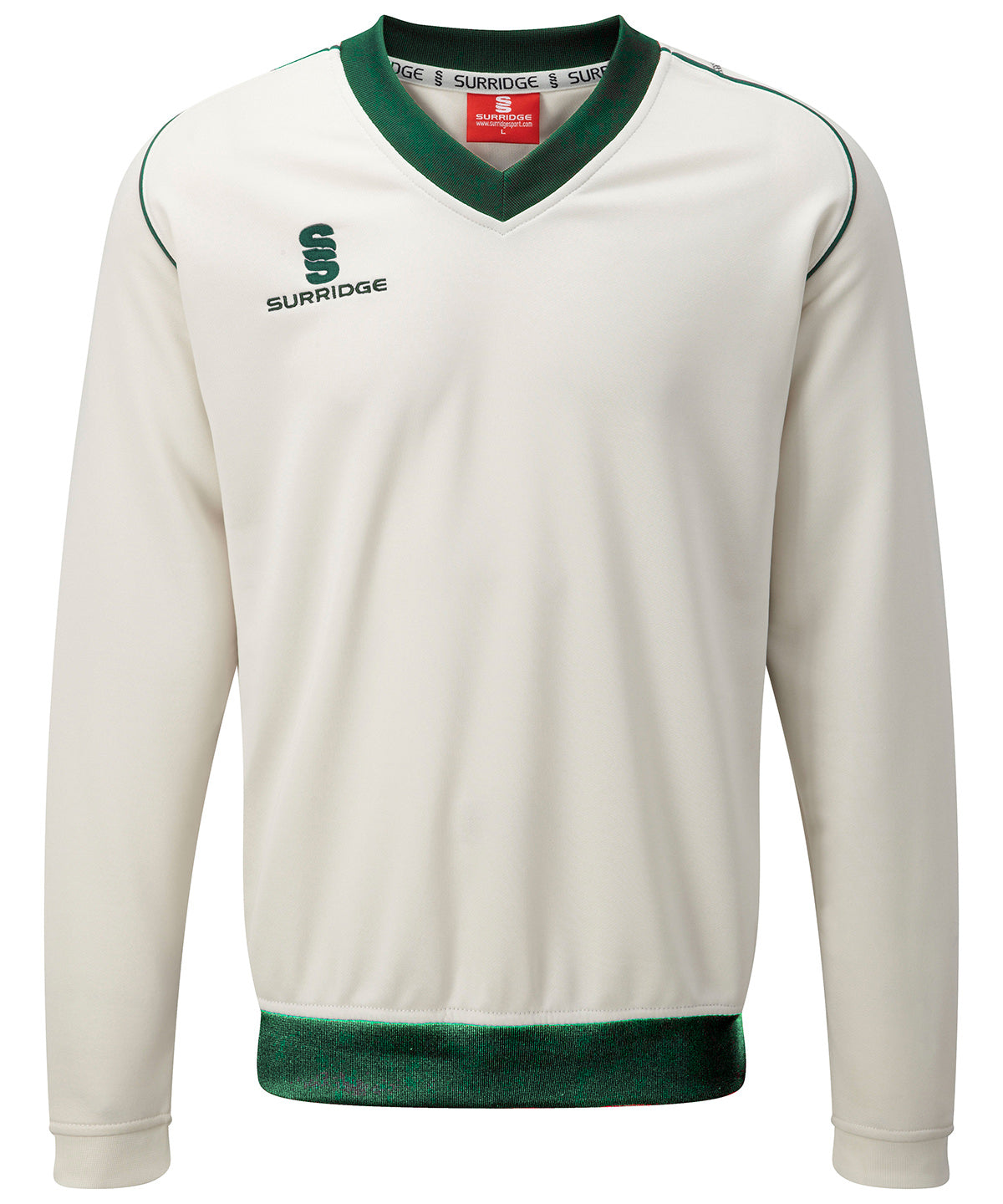 White/Green trim - Fleece-lined sweater - junior - GarmentEmbroidery