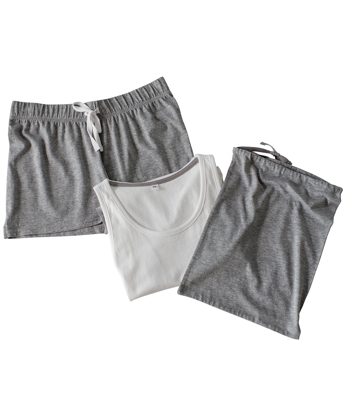 White/Heather Grey - Women's short pyjama set (in a bag) - GarmentEmbroidery