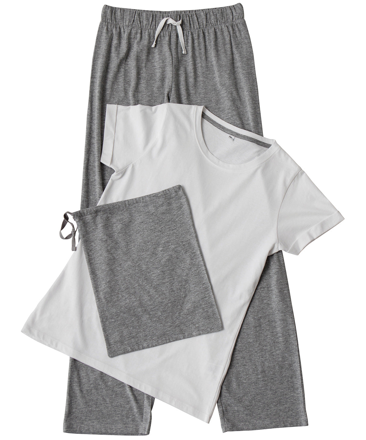 White/Heather Grey - Women's long pant pyjama set (in a bag) - GarmentEmbroidery