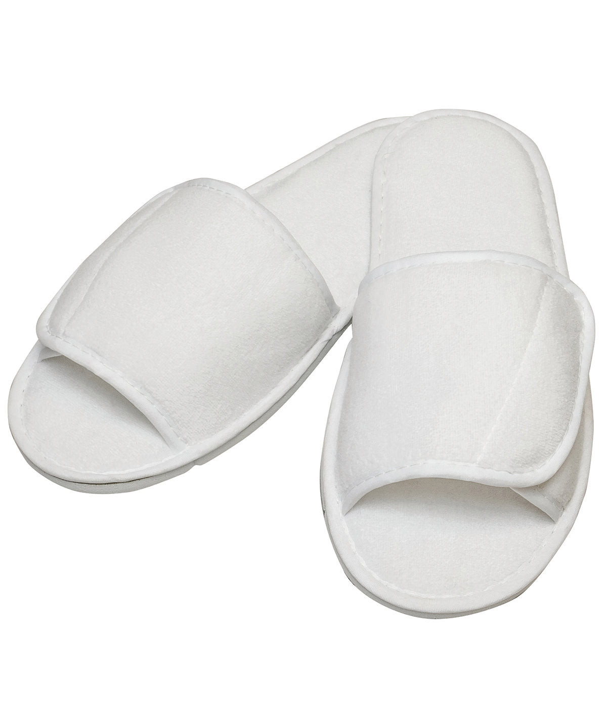 White - Open-toe slippers with hook and loop strap - GarmentEmbroidery