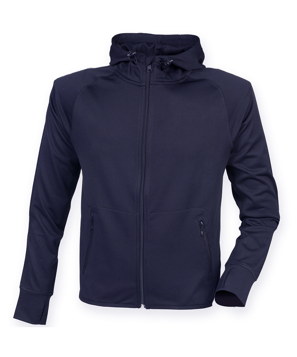 Navy - Hoodie with reflective tape - GarmentEmbroidery