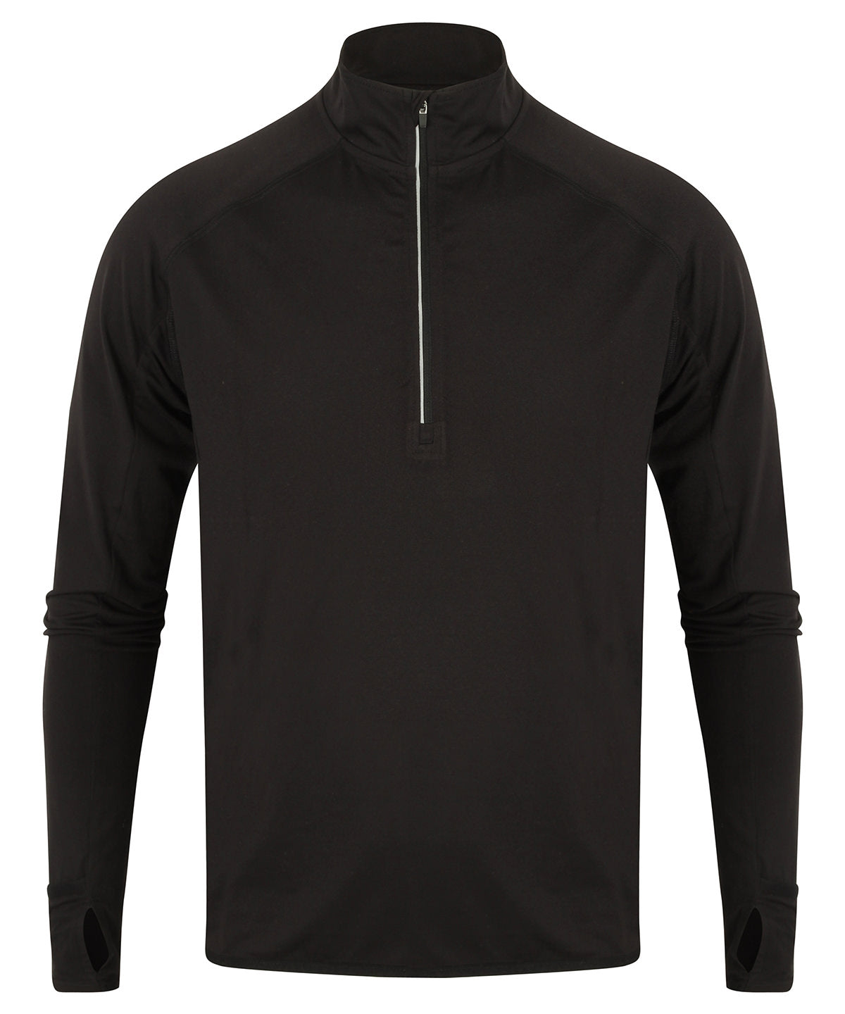 Black - Long-sleeved ¼ zip top - GarmentEmbroidery
