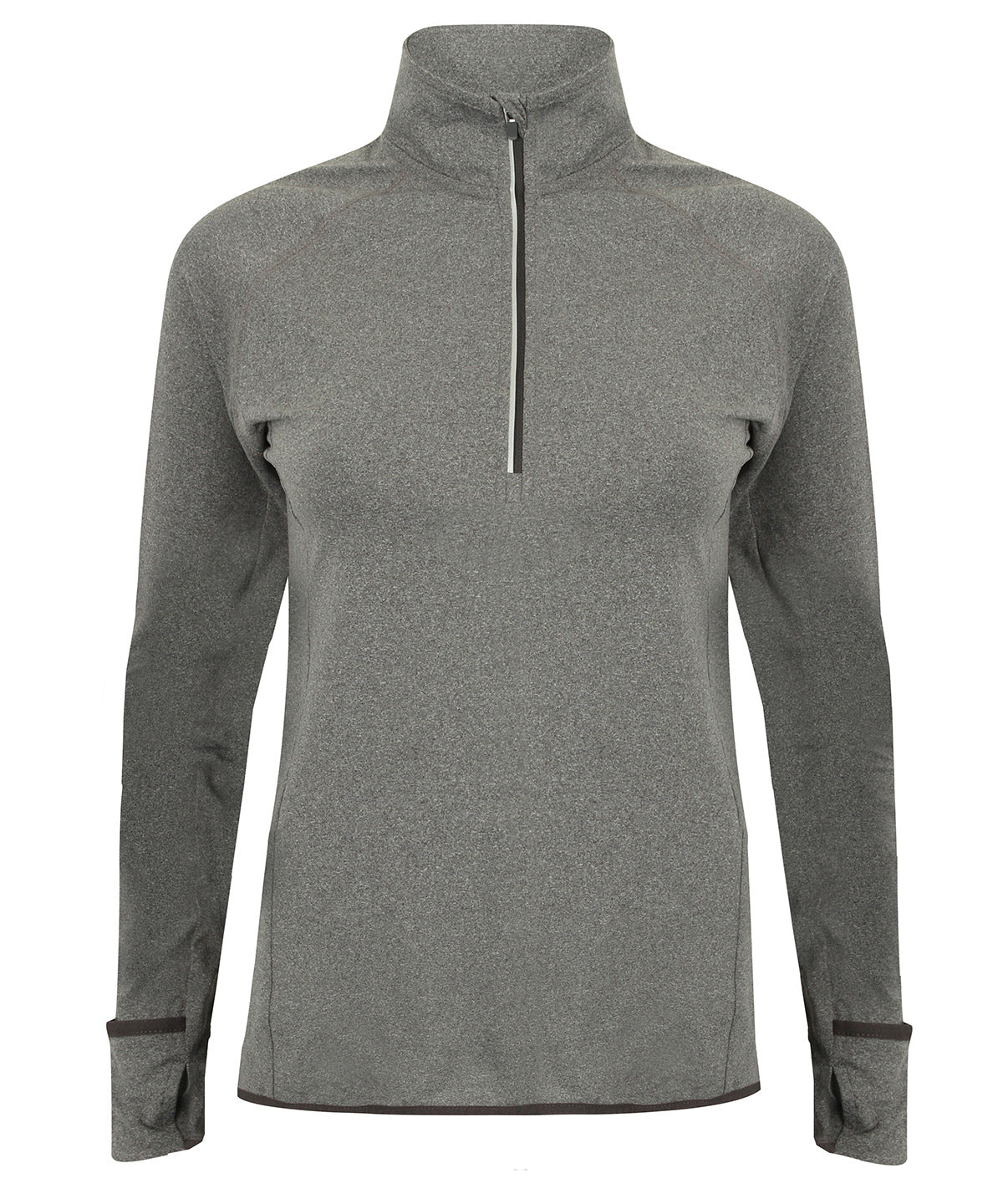 Grey Marl - Women's long-sleeved ¼ zip top - GarmentEmbroidery