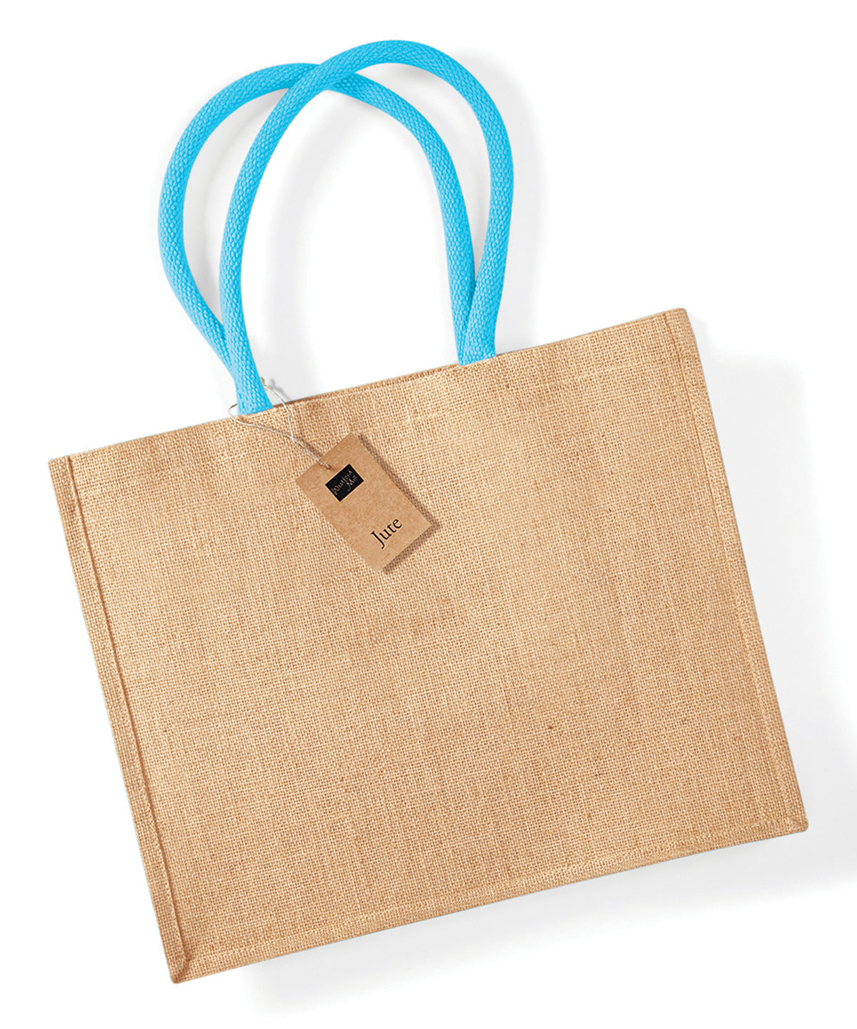 Natural/Surf Blue - Jute classic shopper - GarmentEmbroidery
