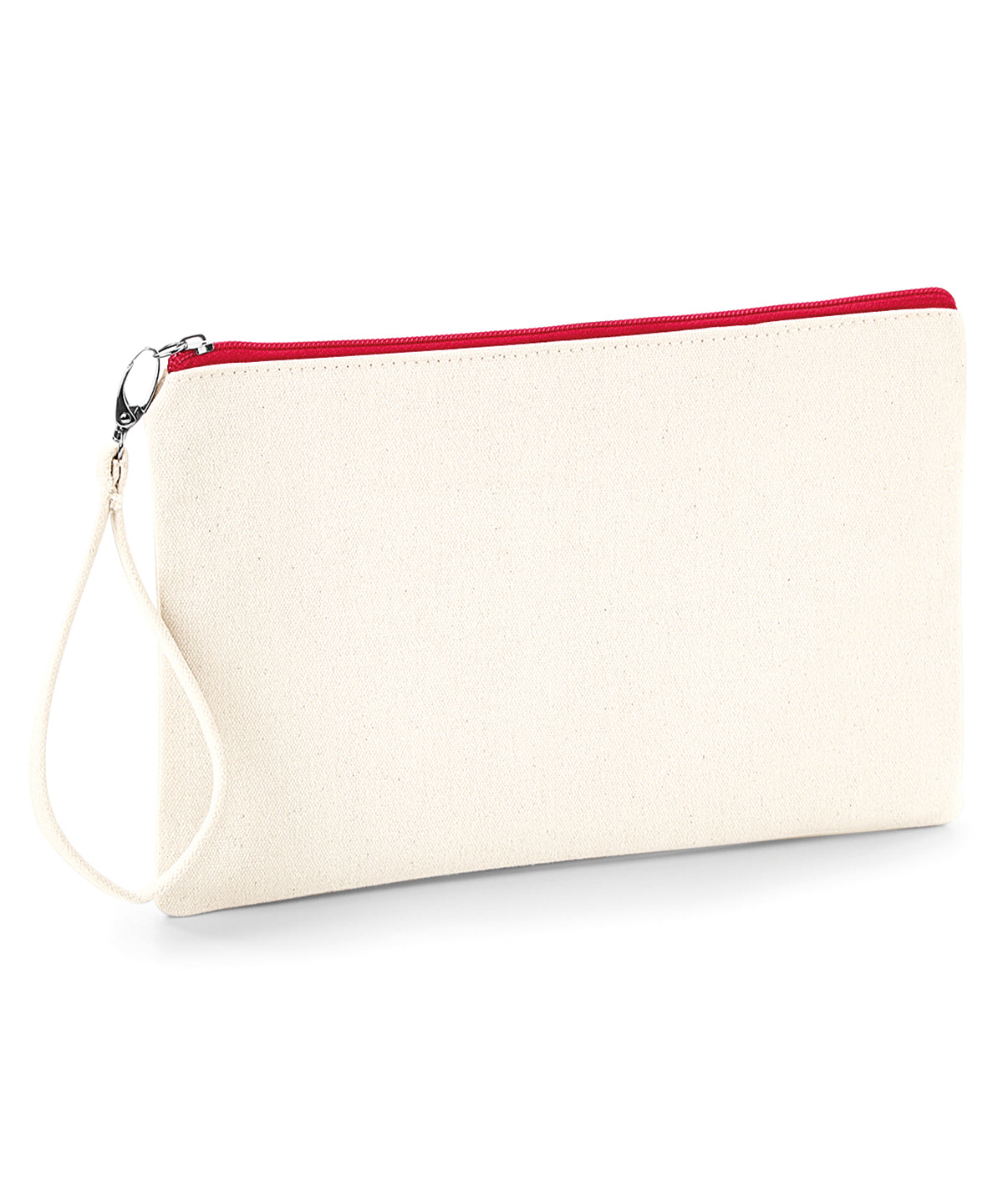 Natural/Red - Canvas wristlet pouch - GarmentEmbroidery