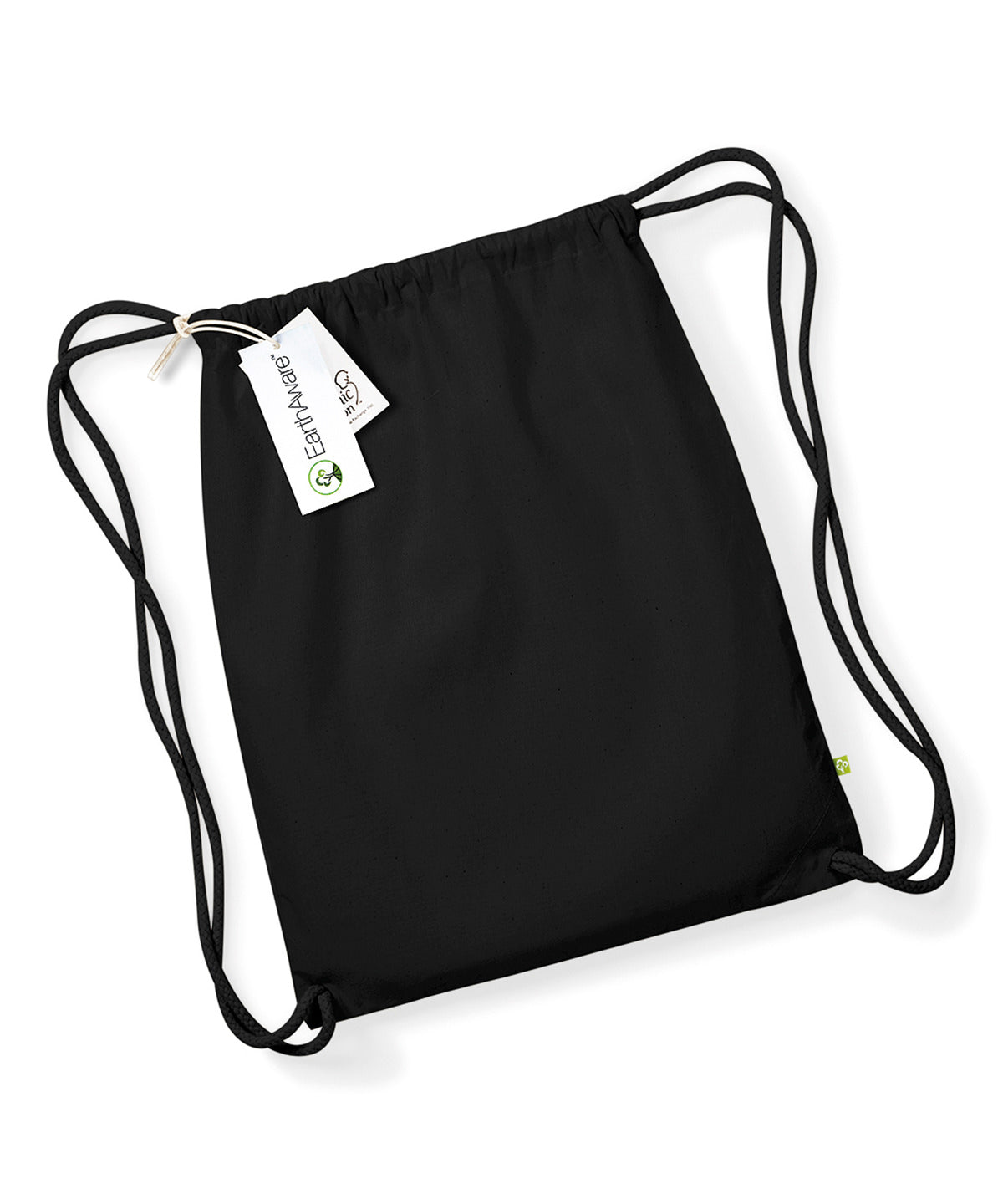 Black/Black - EarthAware® organic gymsac - GarmentEmbroidery