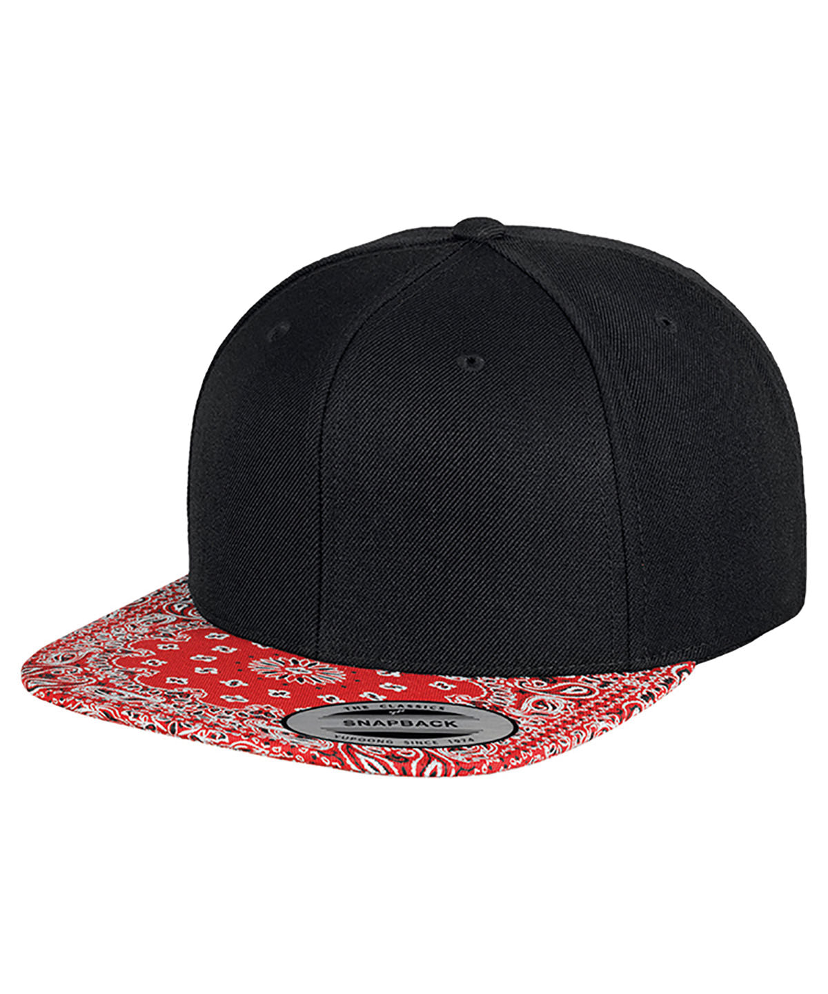 Black/Bandana Red - Fashion print snapback (6089DESIGNER) - GarmentEmbroidery