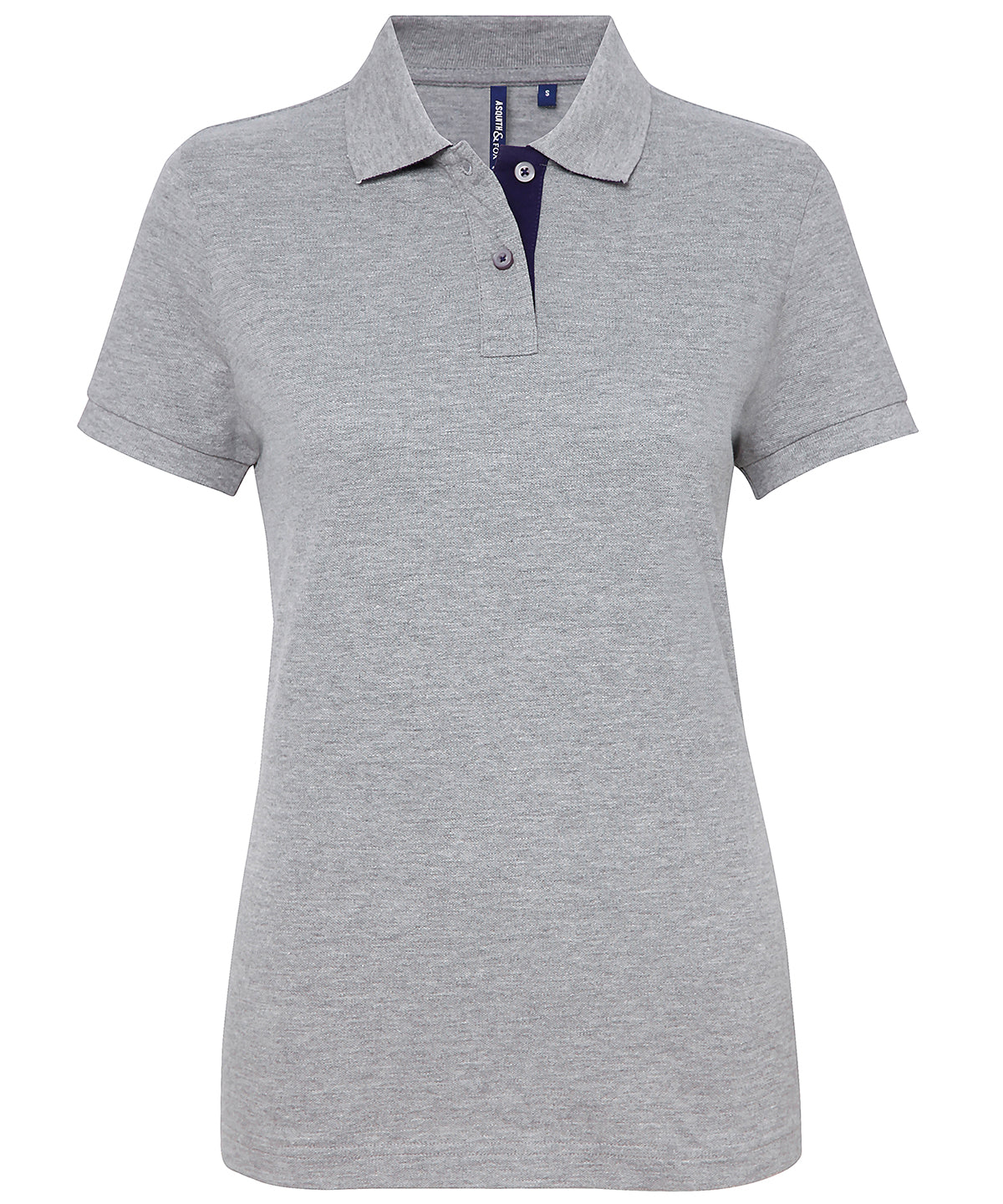 Heather/Navy - Women's contrast polo - GarmentEmbroidery