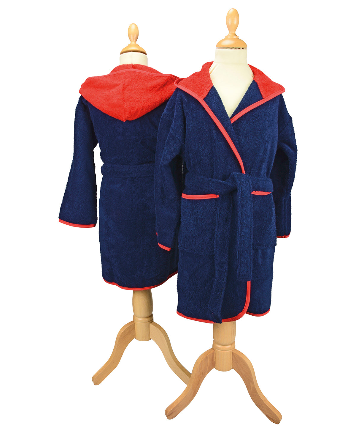 French Navy/Fire Red - ARTG® Boyzz & Girlzz® hooded bathrobe - GarmentEmbroidery