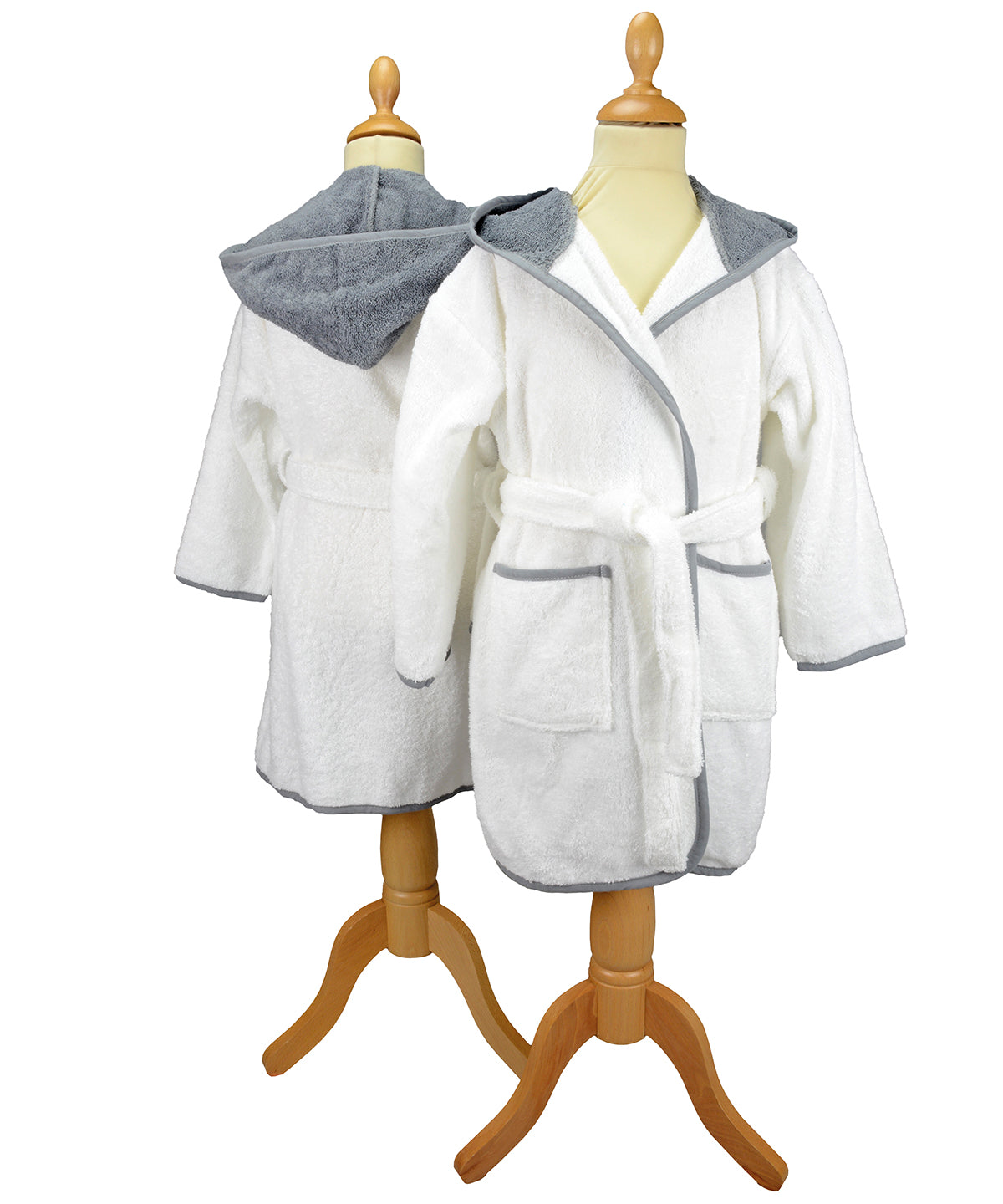 White/Anthracite Grey - ARTG® Boyzz & Girlzz® hooded bathrobe - GarmentEmbroidery