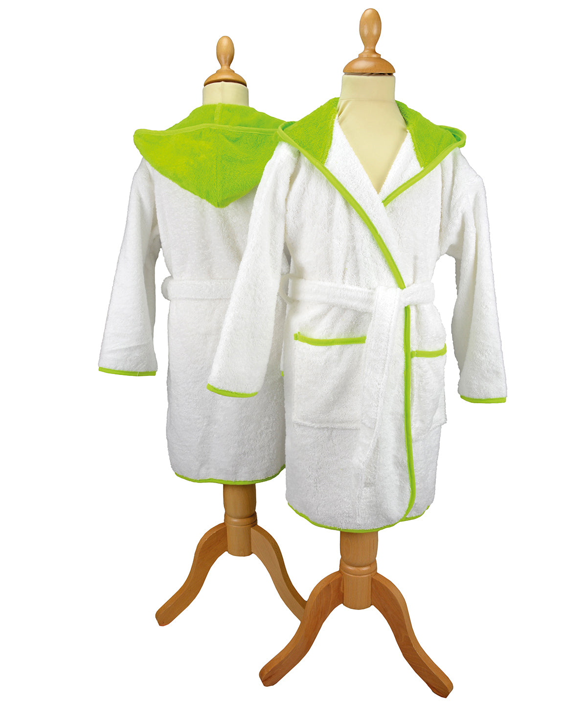 White/Lime Green - ARTG® Boyzz & Girlzz® hooded bathrobe - GarmentEmbroidery