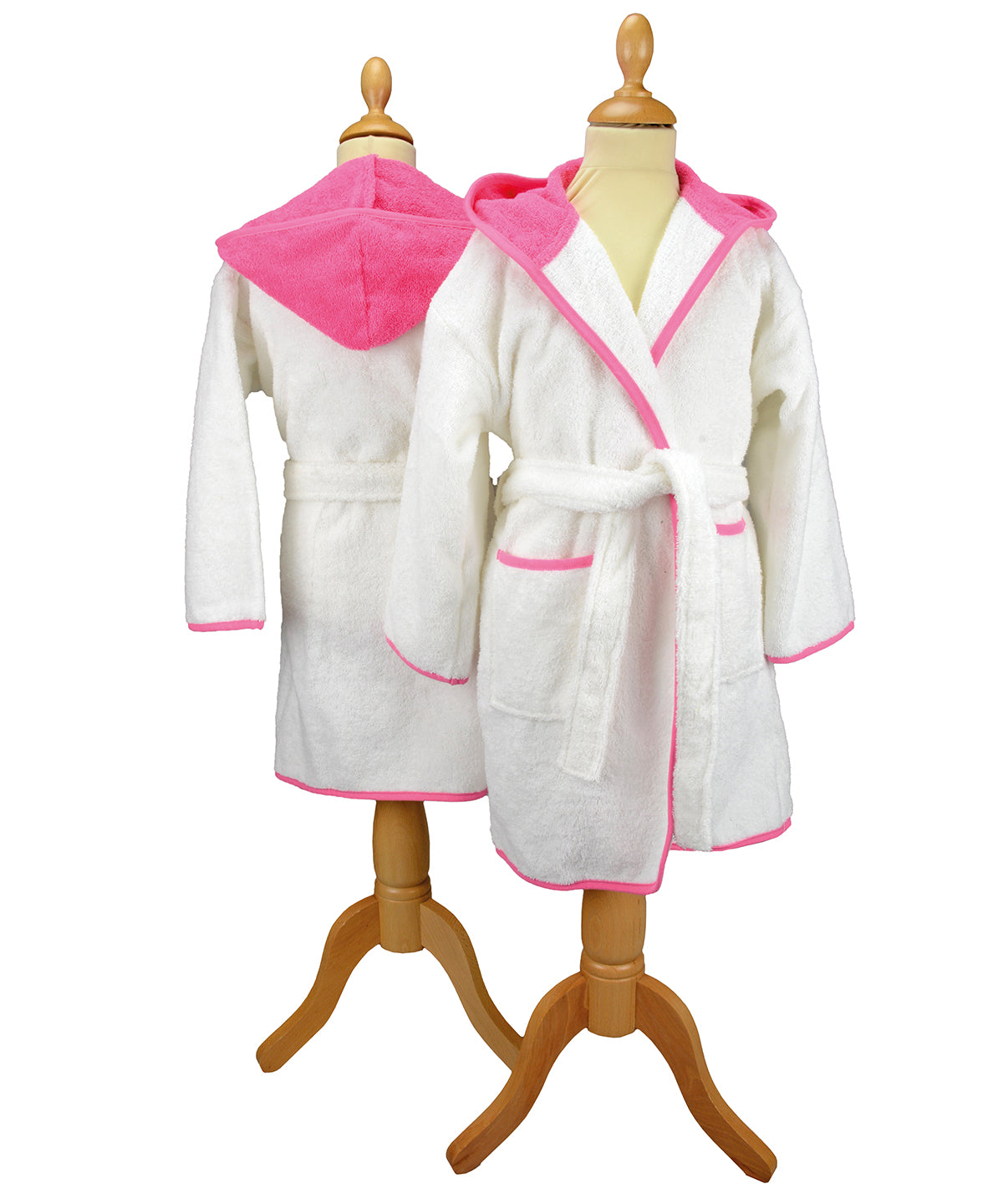 White/Pink - ARTG® Boyzz & Girlzz® hooded bathrobe - GarmentEmbroidery
