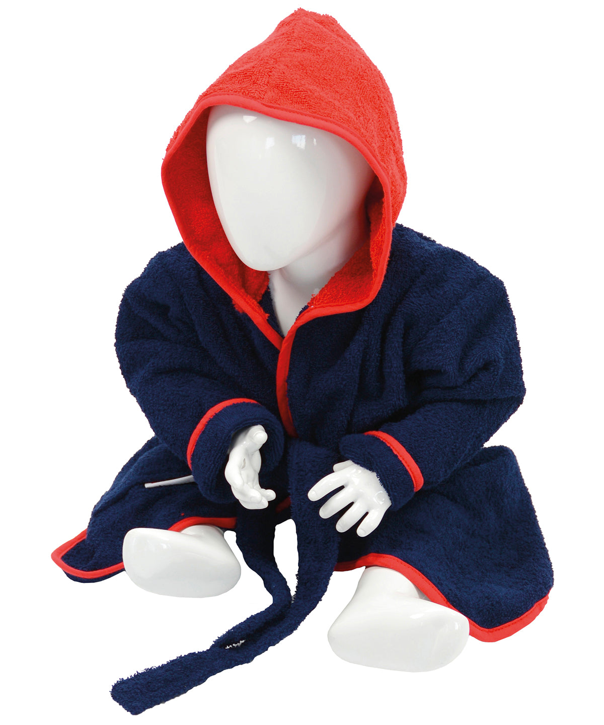French Navy/Fire Red - ARTG® Babiezz® hooded bathrobe - GarmentEmbroidery