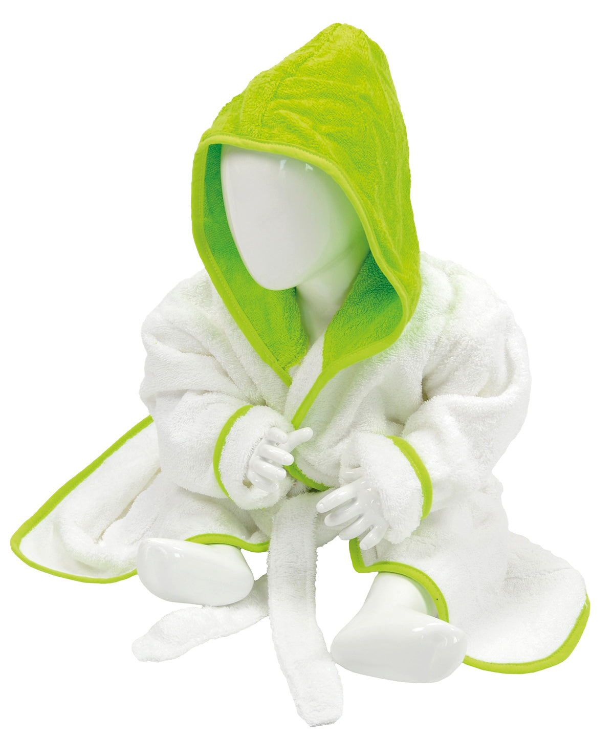 White/Lime Green - ARTG® Babiezz® hooded bathrobe - GarmentEmbroidery