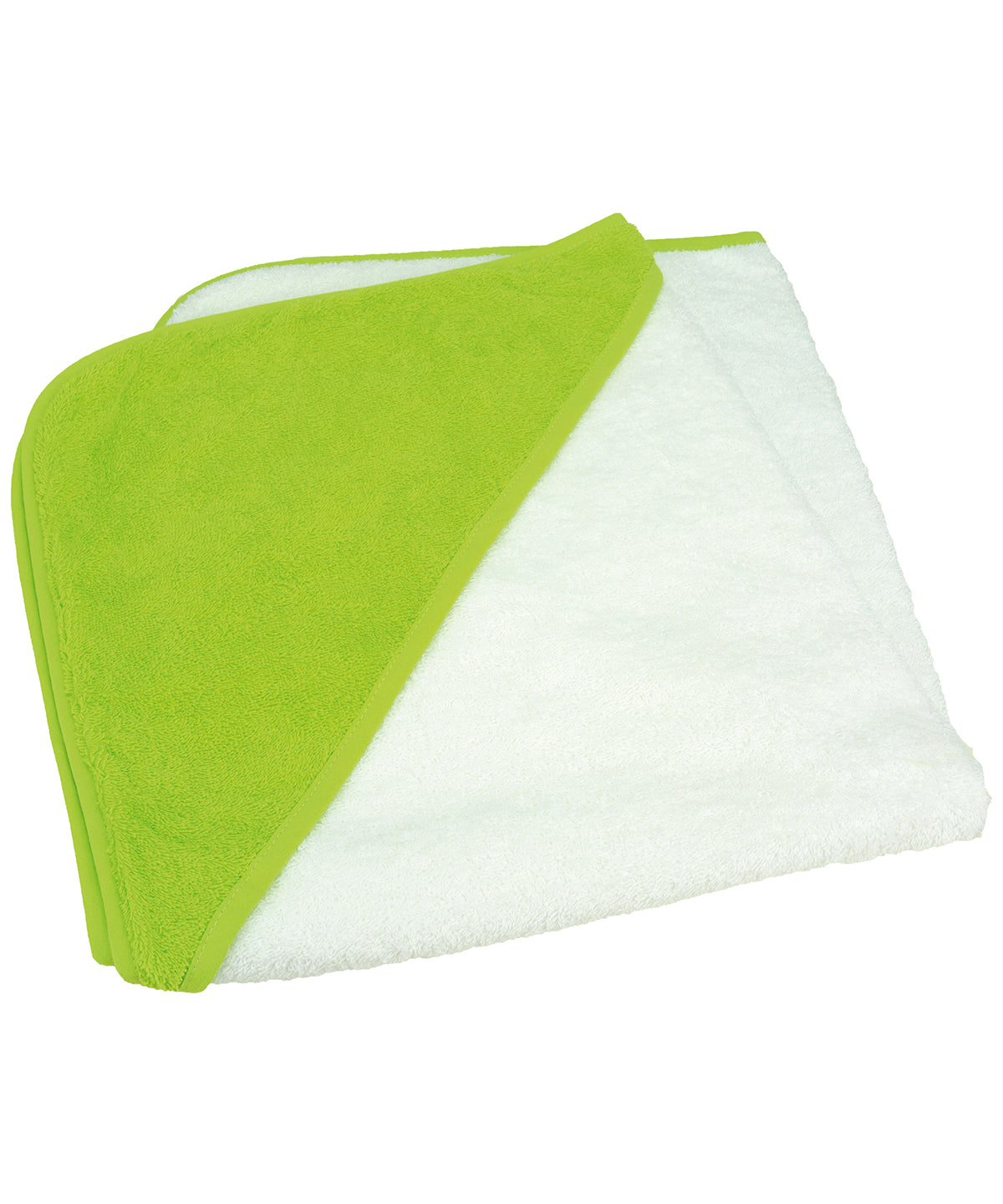 White/Lime Green/Lime Green - ARTG® Babiezz® medium baby hooded towel - GarmentEmbroidery